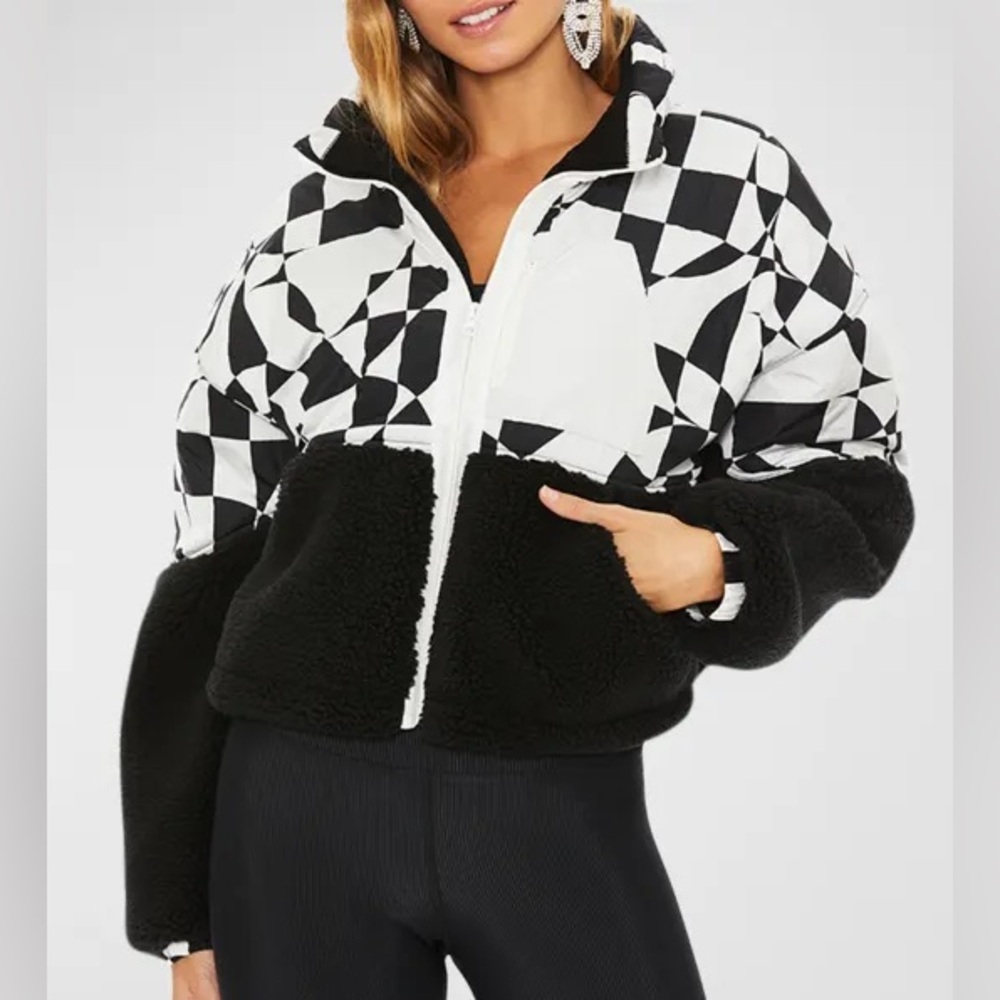 Beach Riot Lily Geometric Sherpa Cropped Jacket